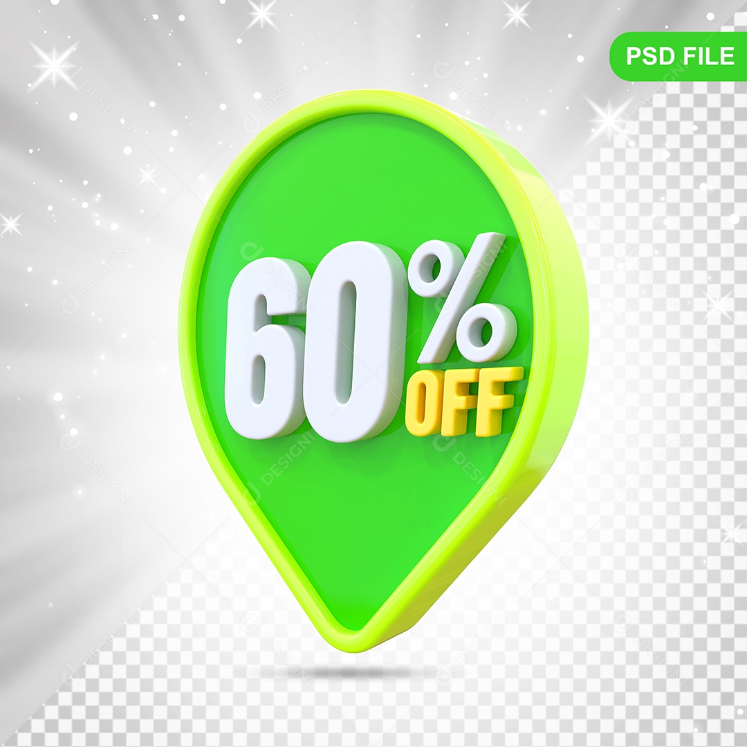 Desconto 60% Colorido Elemento 3D Para Composição PSD