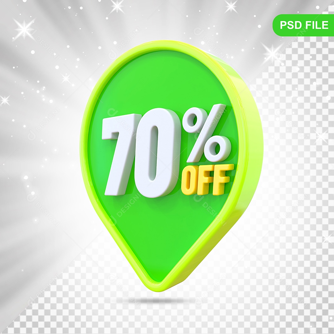 Desconto 70% Colorido Elemento 3D Para Composição PSD