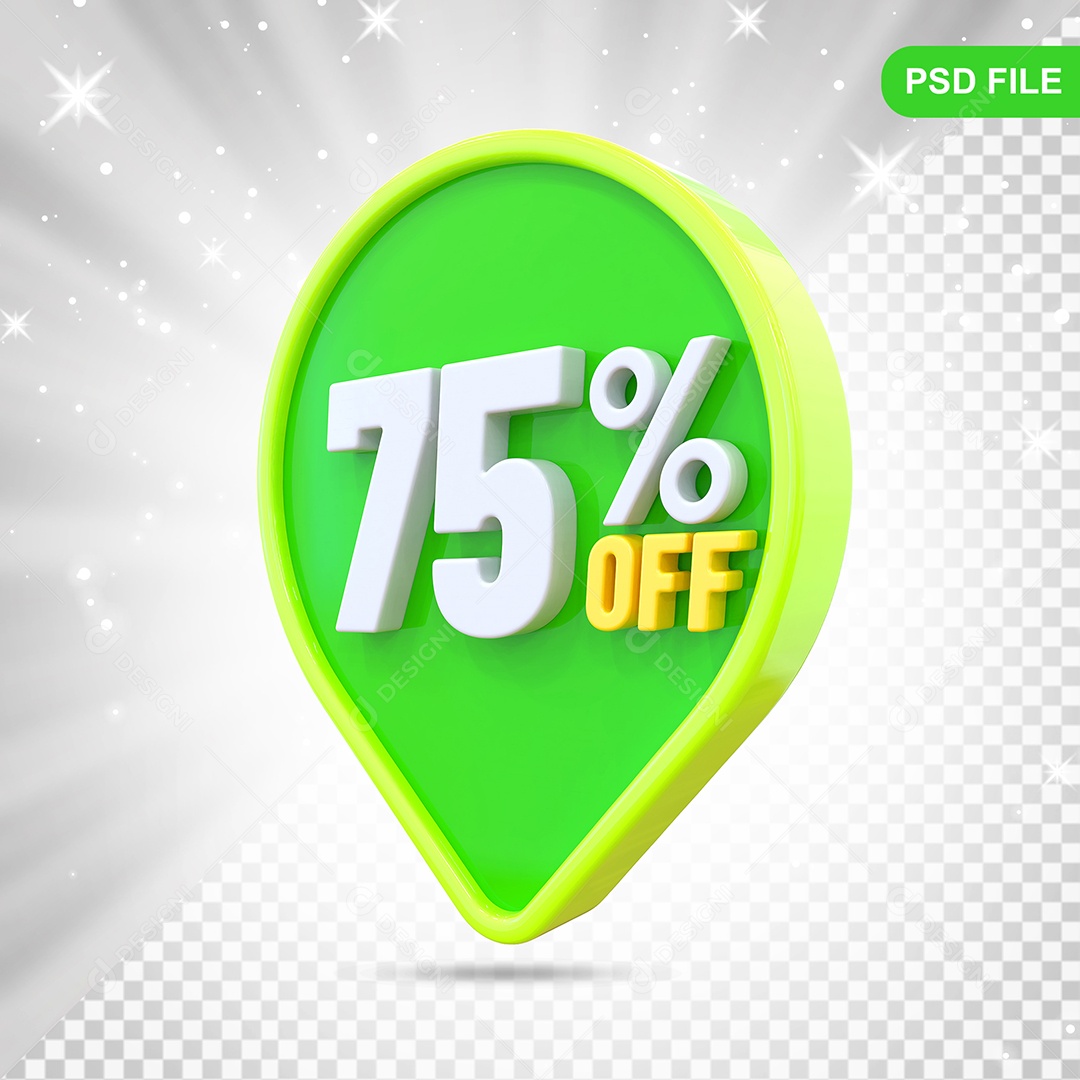 Desconto 75% Colorido Elemento 3D Para Composição PSD