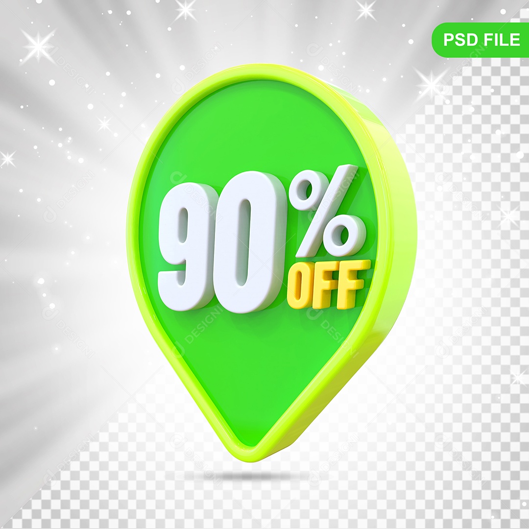 Desconto 90% Colorido Elemento 3D Para Composição PSD