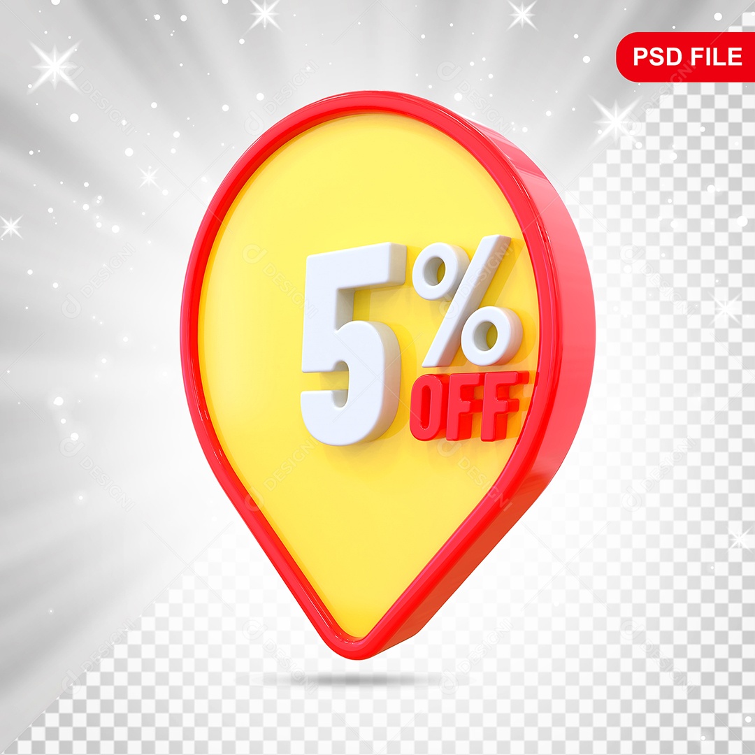 Desconto 5% Colorido Elemento 3D Para Composição PSD