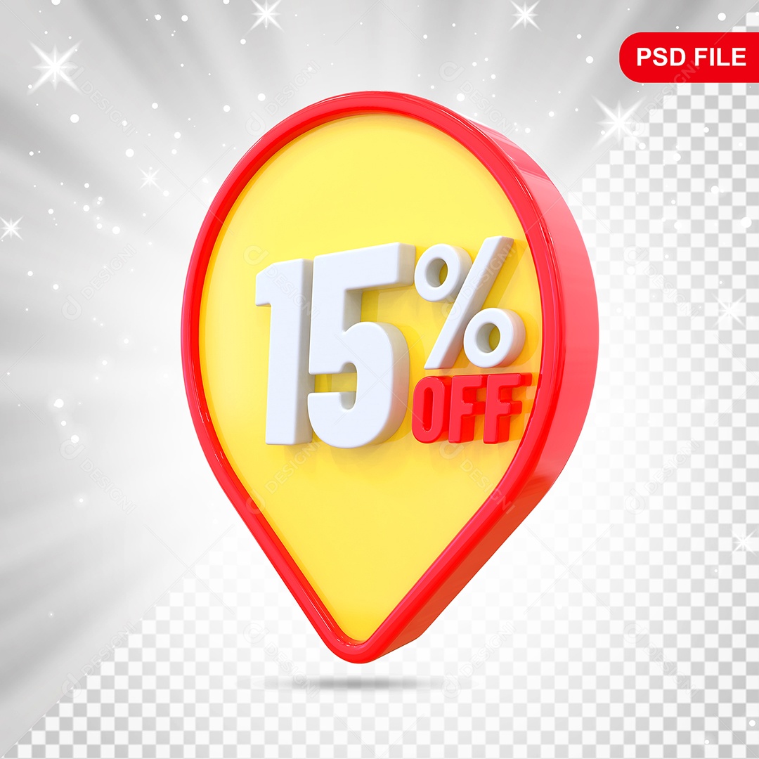 Desconto 15% Colorido Elemento 3D Para Composição PSD