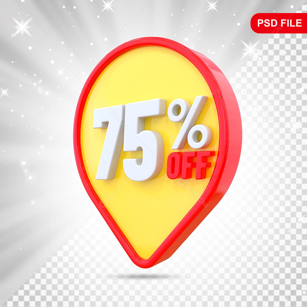 Desconto 75% Colorido Elemento 3D Para Composição PSD