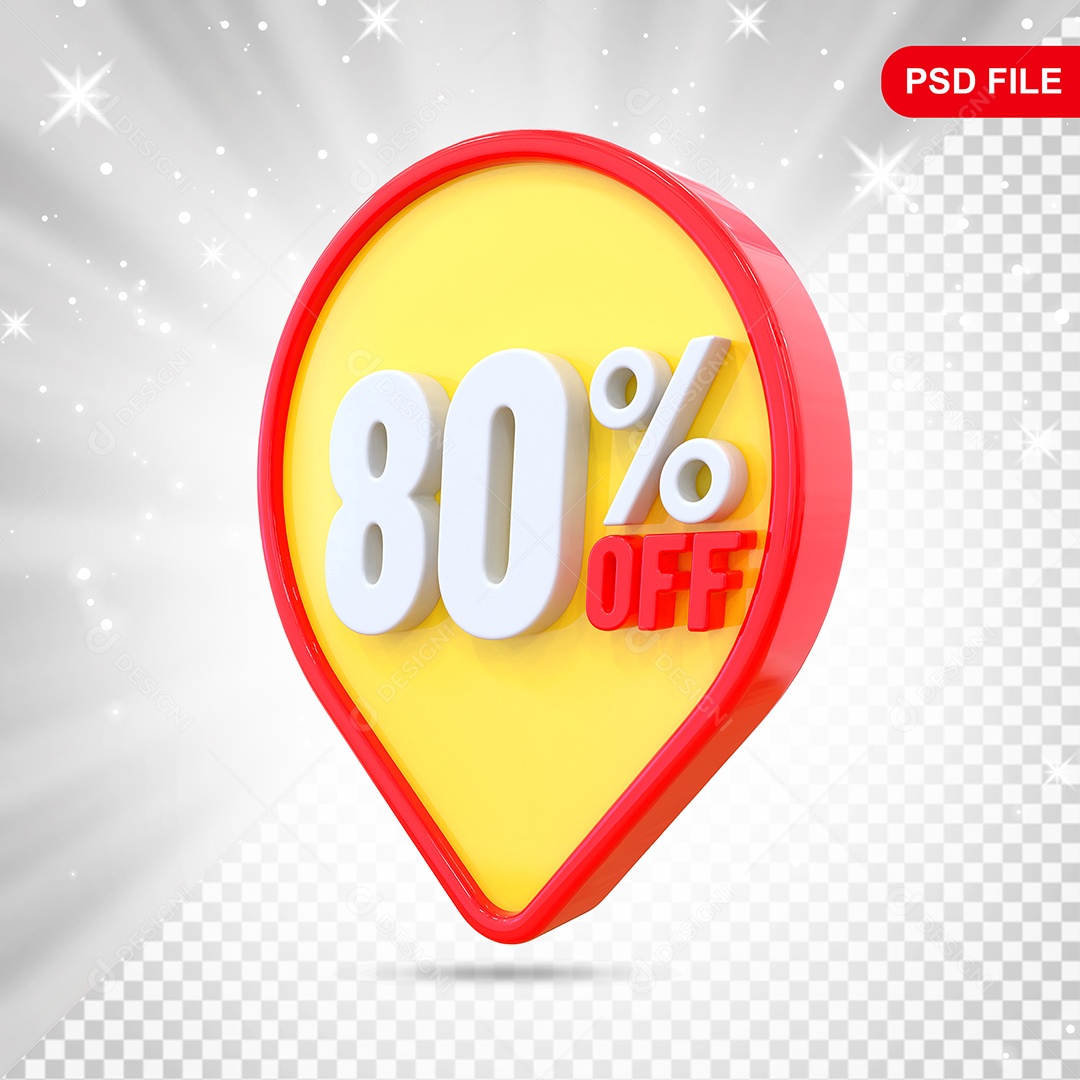 Desconto 80% Colorido Elemento 3D Para Composição PSD