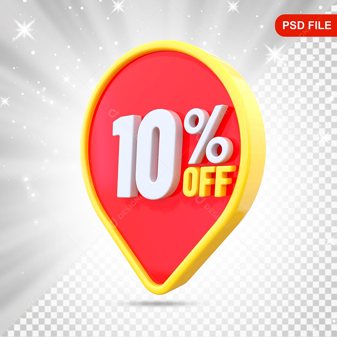 Desconto 10% Colorido Elemento 3D Para Composição PSD