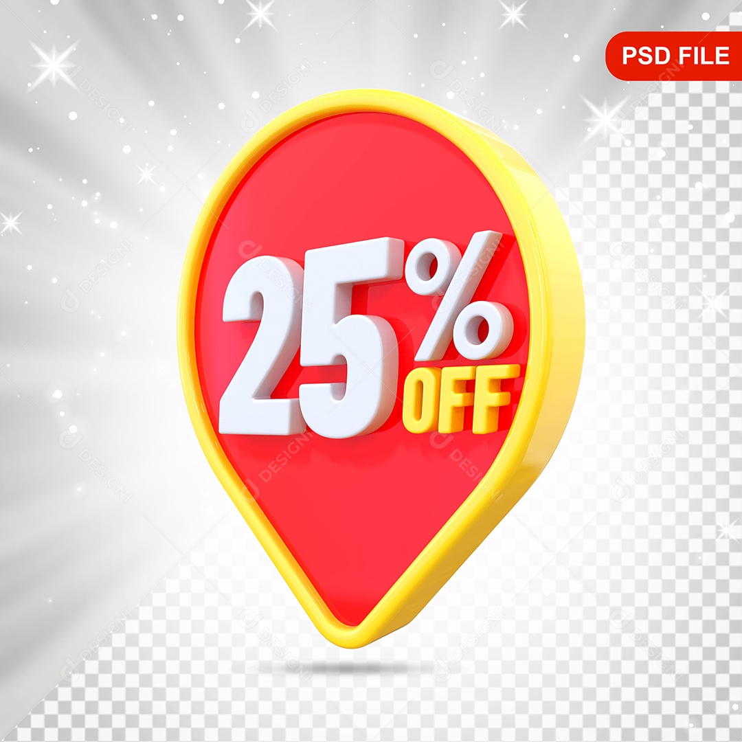 Desconto 25% Colorido Elemento 3D Para Composição PSD