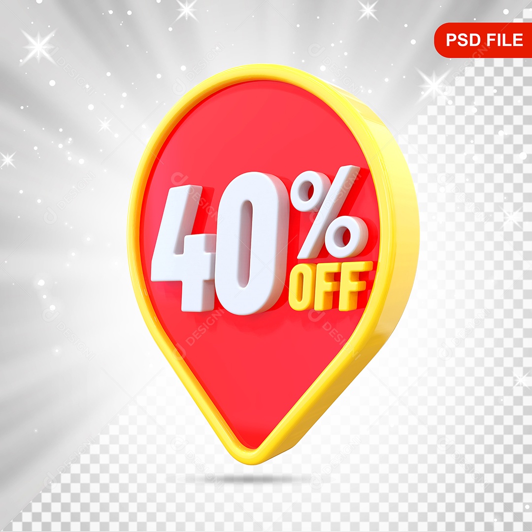 Desconto 40% Colorido Elemento 3D Para Composição PSD