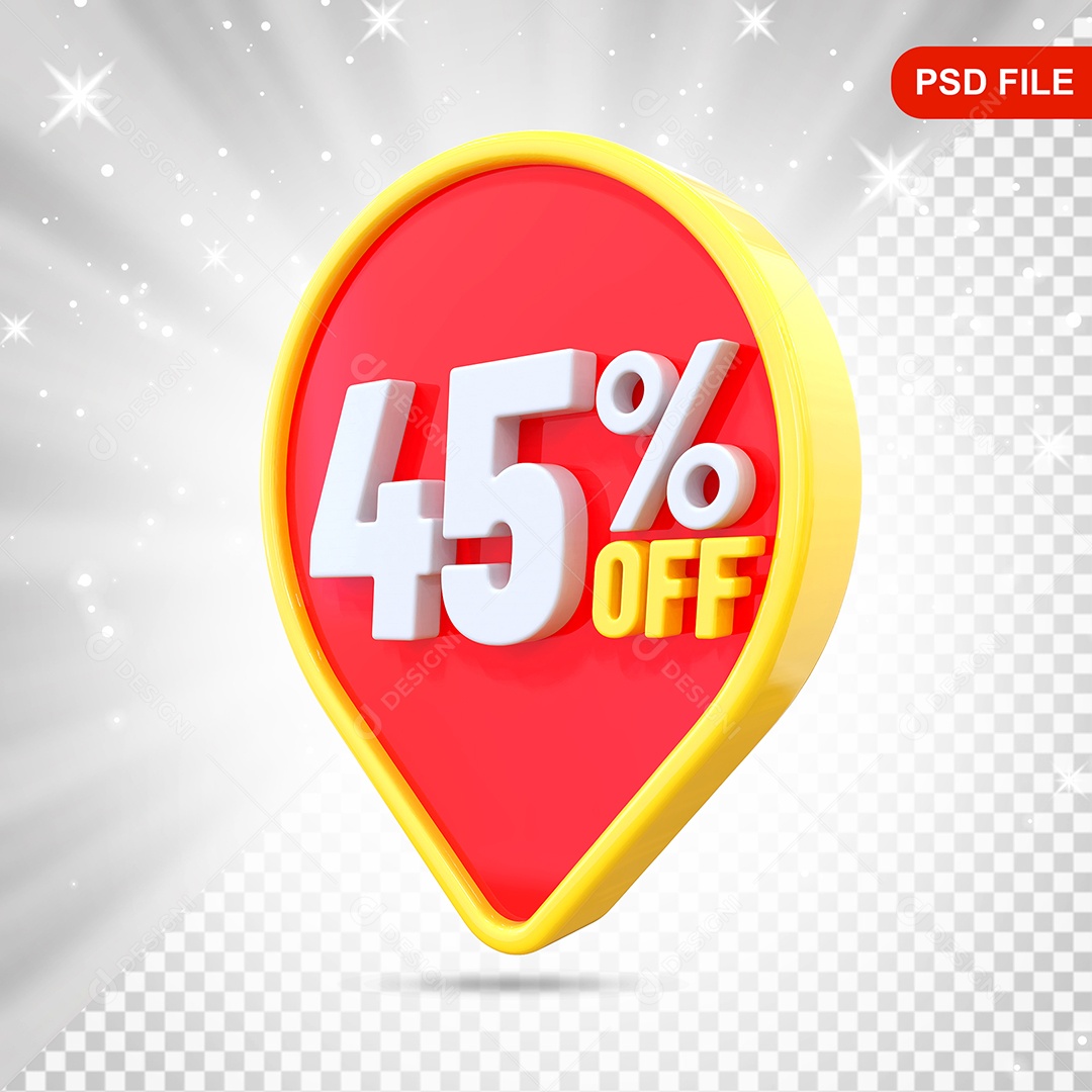 Desconto 45% Colorido Elemento 3D Para Composição PSD