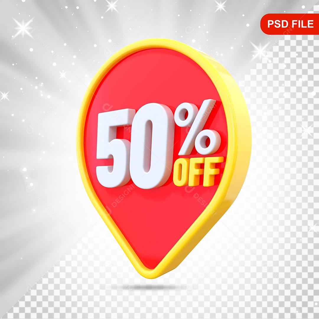 Desconto 50% Colorido Elemento 3D Para Composição PSD