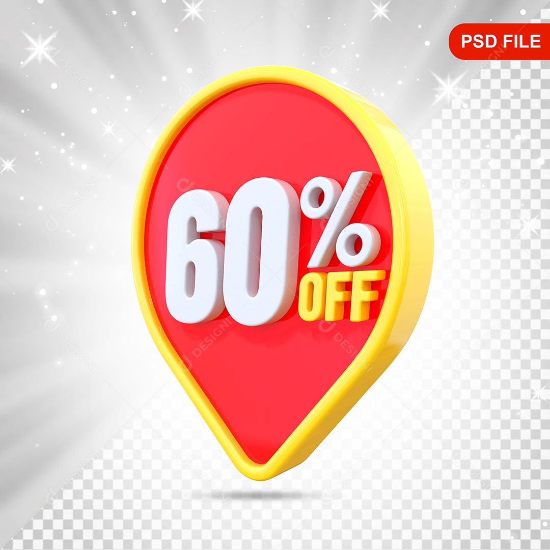 Desconto 60% Colorido Elemento 3D Para Composição PSD