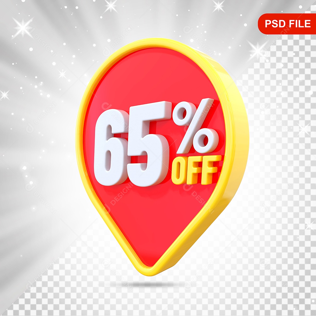 Desconto 65% Colorido Elemento 3D Para Composição PSD