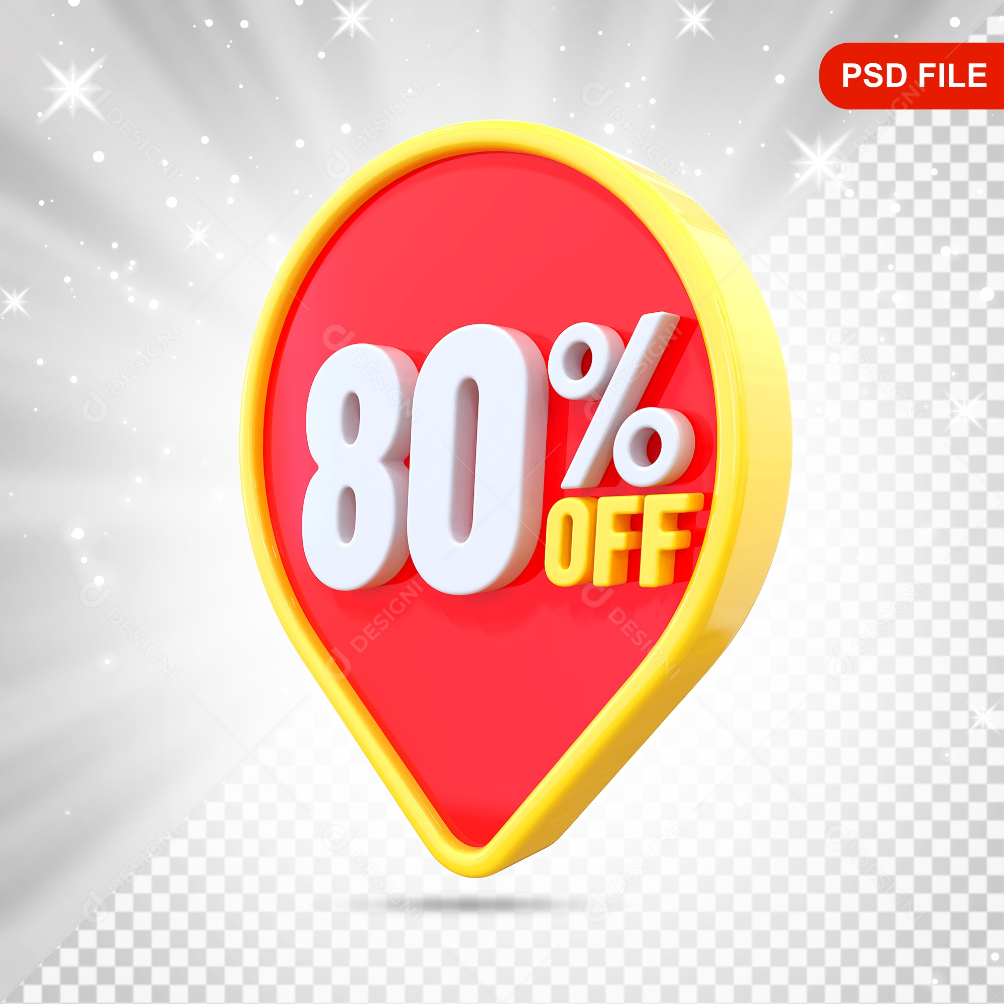 Desconto 80% Colorido Elemento 3D Para Composição PSD