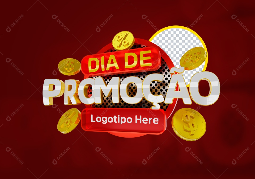 Dia de Promoção Selo 3D para Composição PSD