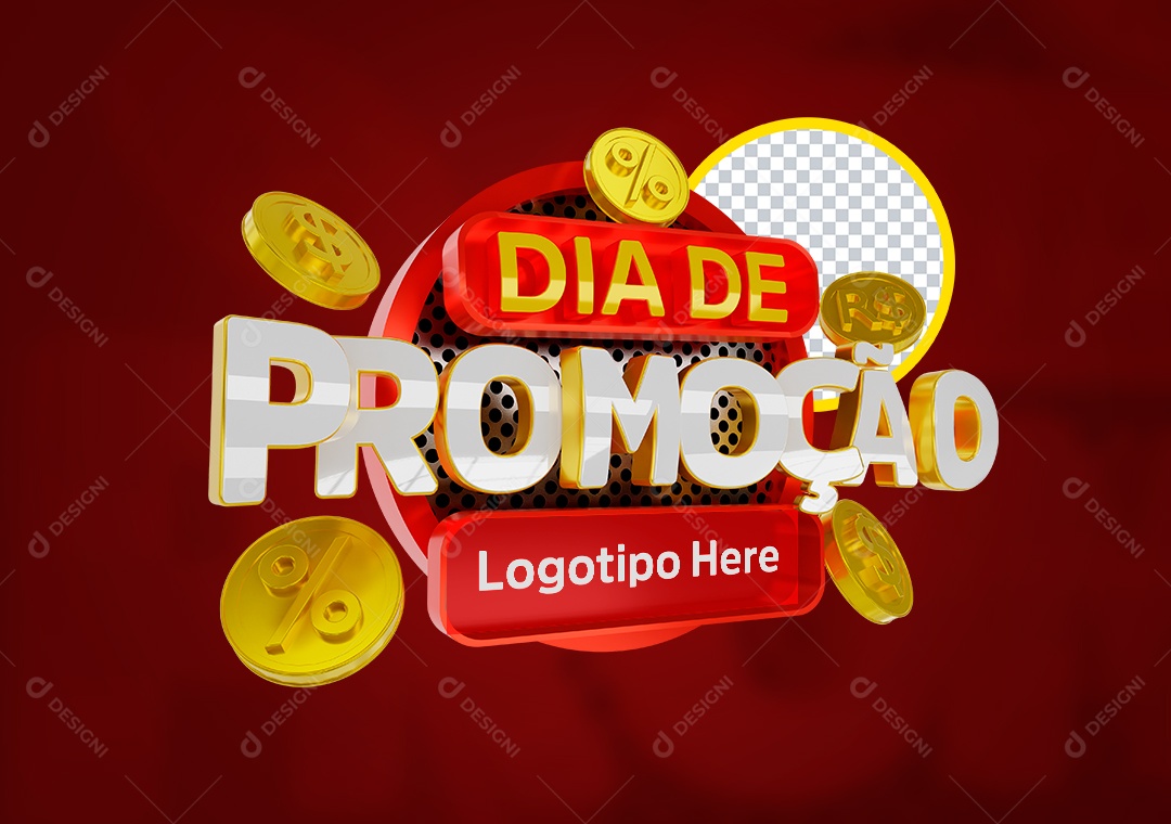 Dia de Promoção Selo 3D para Composição PSD