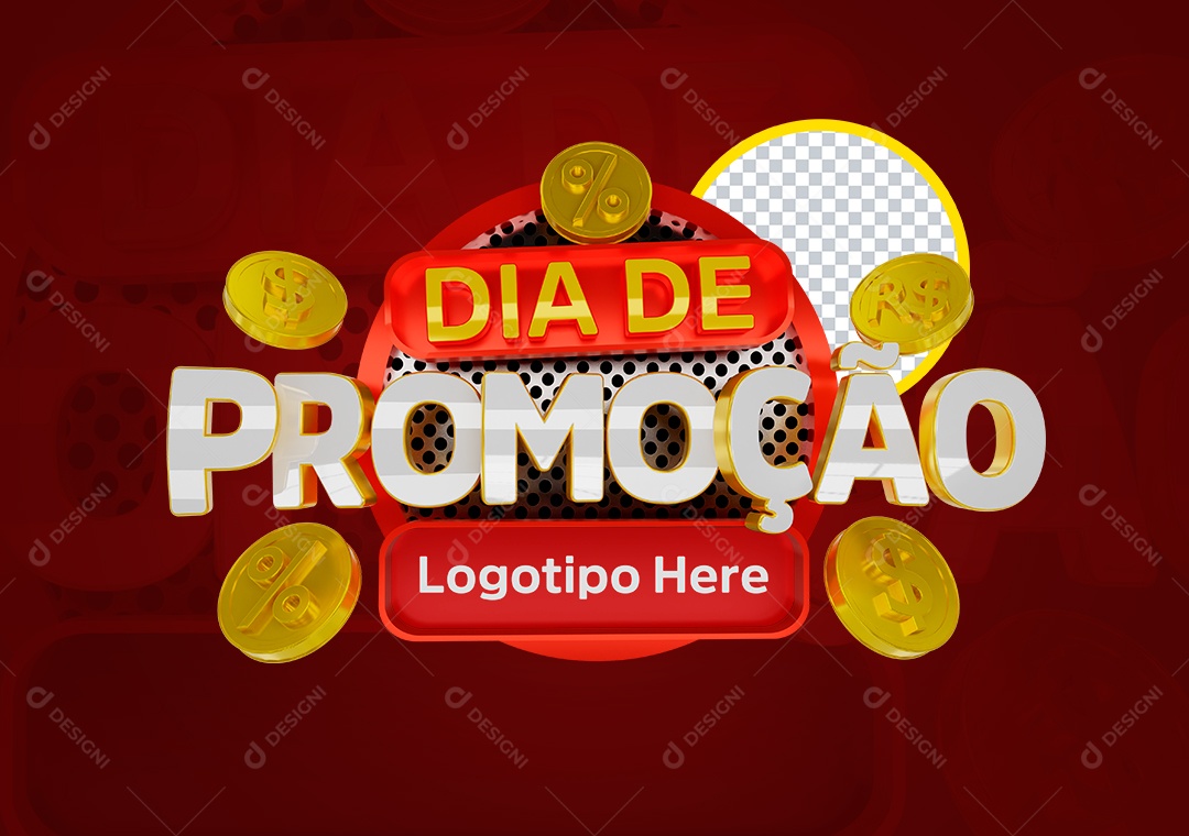 Dia de Promoção Selo 3D para Composição PSD