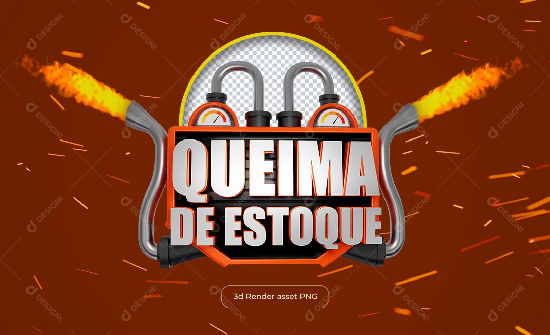 Queima de Estoque Selo 3D para Composição PSD