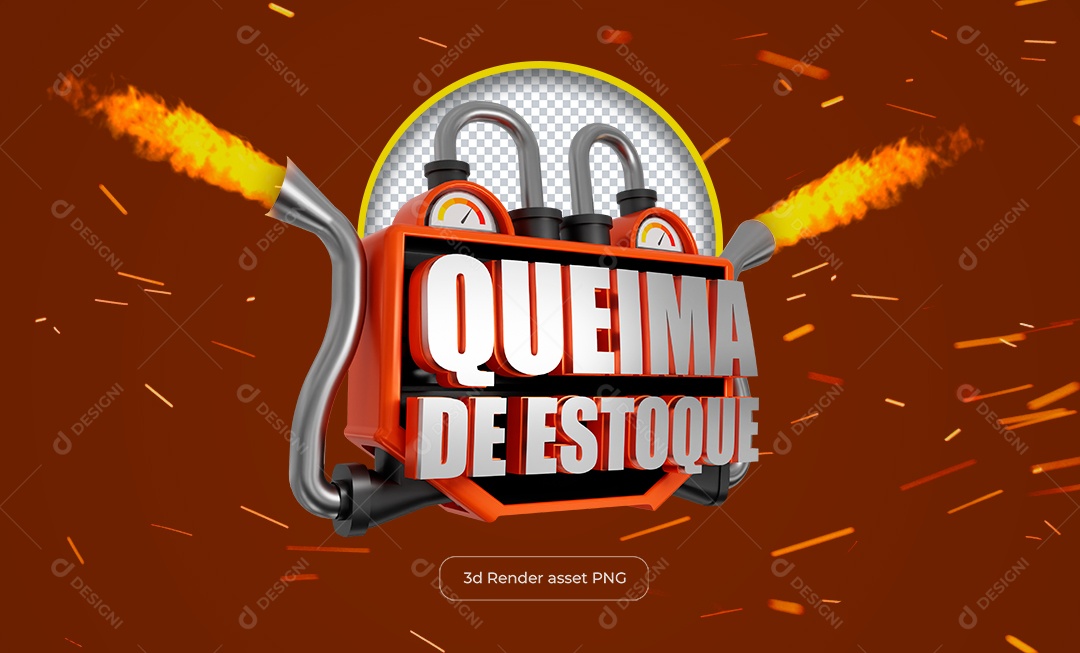 Queima de Estoque Selo 3D para Composição PSD