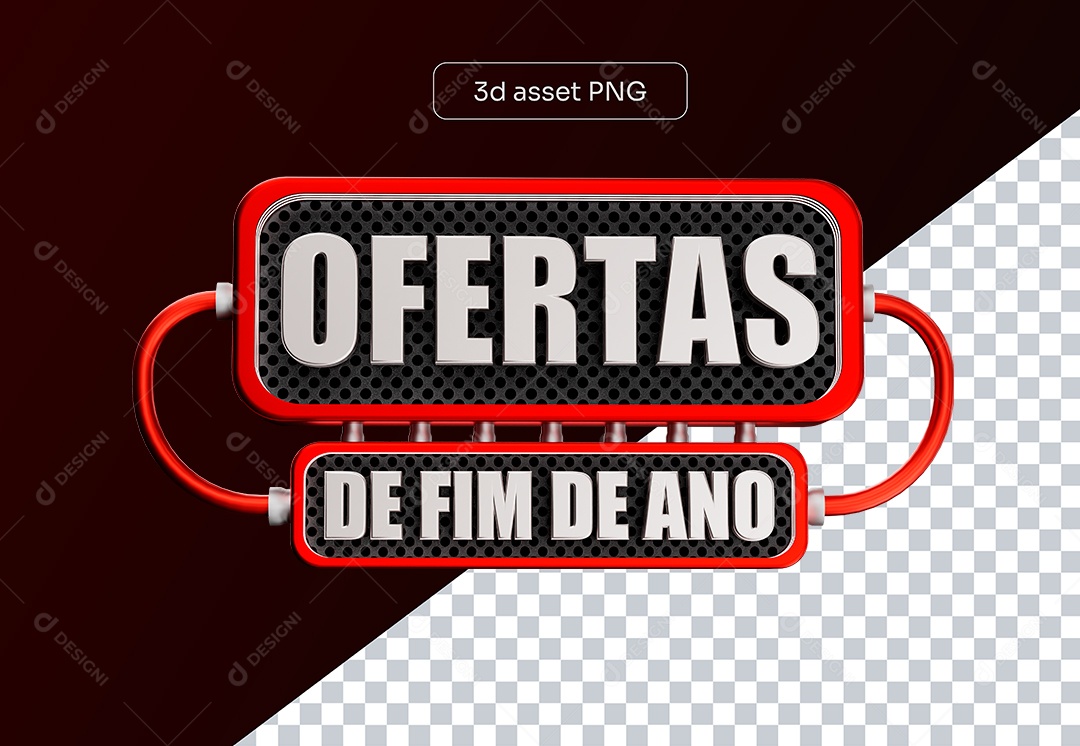 Ofertas de Fim de Ano Selo 3D para Composição PSD