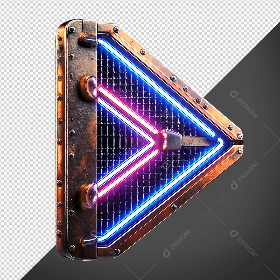 Elemento 3D de Ferro com Luz para Composição PSD