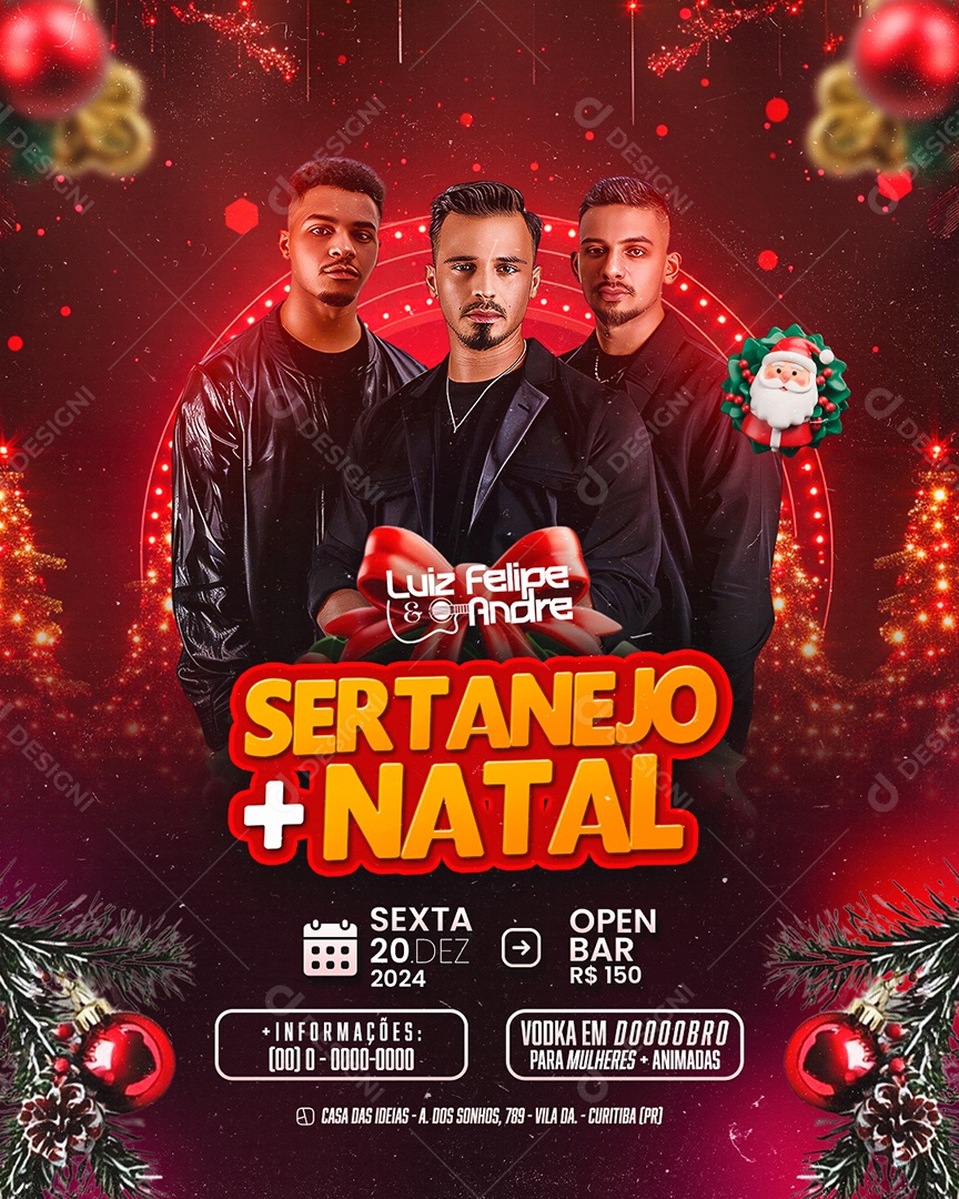 Flyer Natalino Sertanejo Natal Social Media PSD Editável