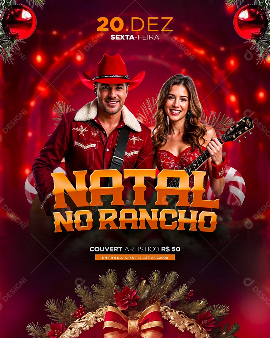 Flyer Natalino Natal no Rancho Social Medai PSD Editável