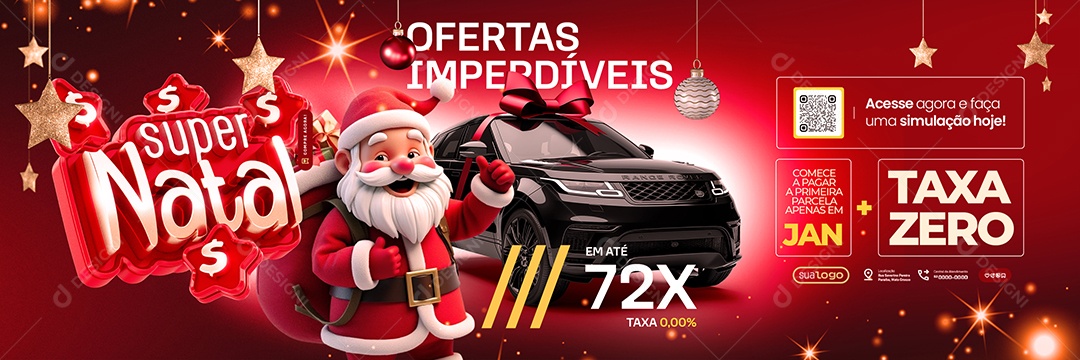 Carrossel Concessionária Super Natal Carro Taxa Zero Social Media PSD Editável