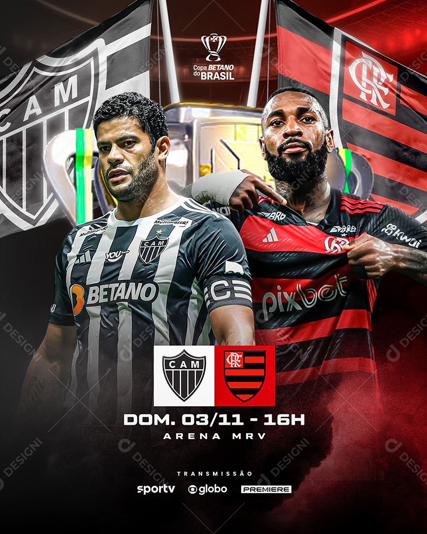 Flyer Futebol Final Copa do Brasil Social Media PSD Editável