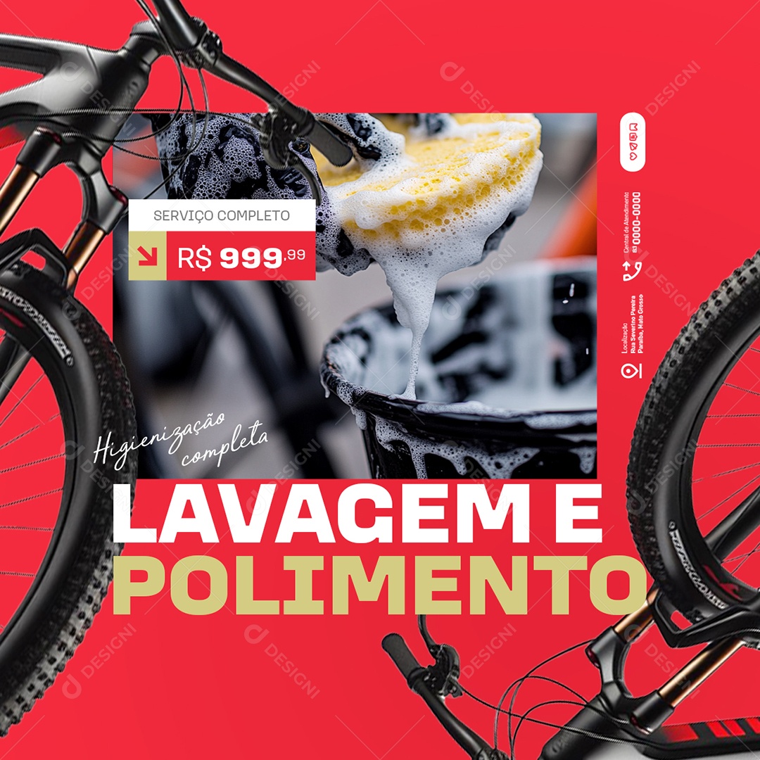 Bicicletaria Lavagem e Polimento Social Media PSD Editável