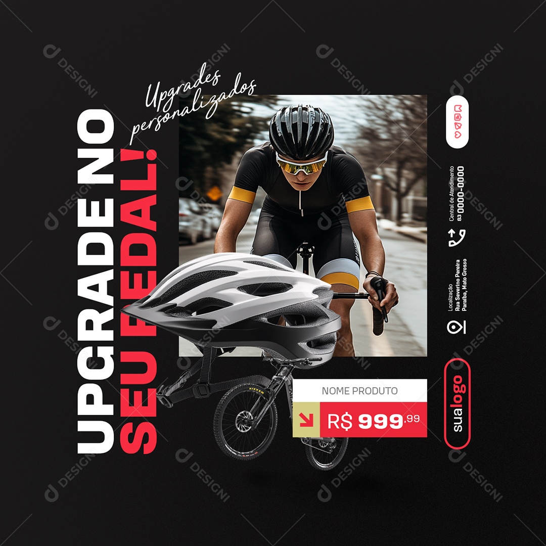 Bicicletaria Uograde Seu Pedal Social Media PSD Editável