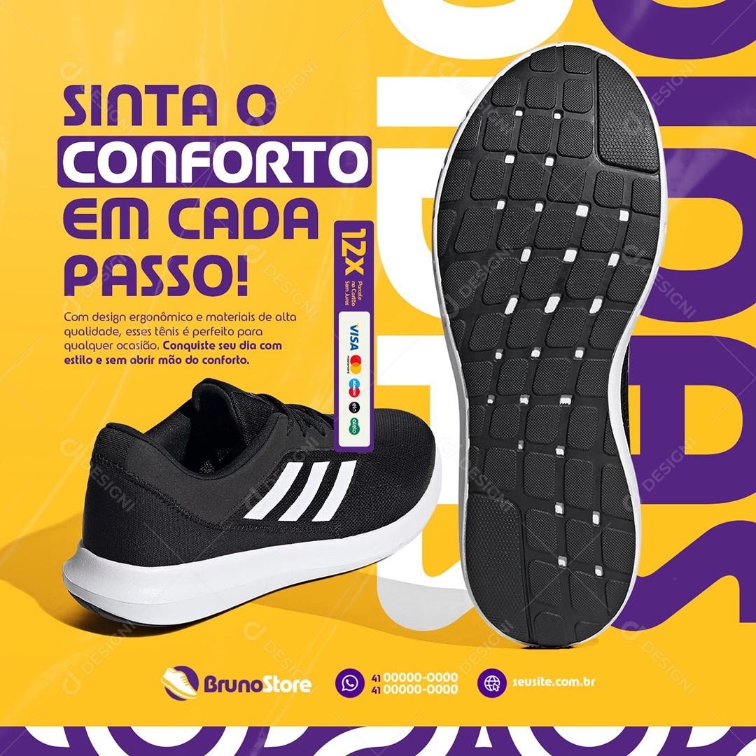 Loja de Calçados Sinta o Conforto em Cada Passo Social Media PSD Editável