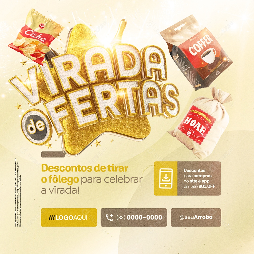 Virada de Ofertas Supermercado Descontos de Tirar o Fôlego Social Media PSD Editável