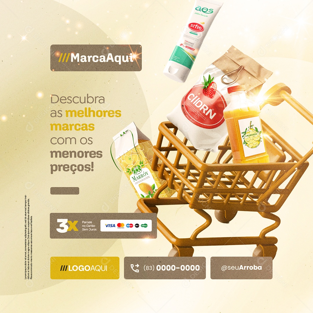 Virada de Ofertas Supermercado Descubra as Melhores Marcas Social Media PSD Editável