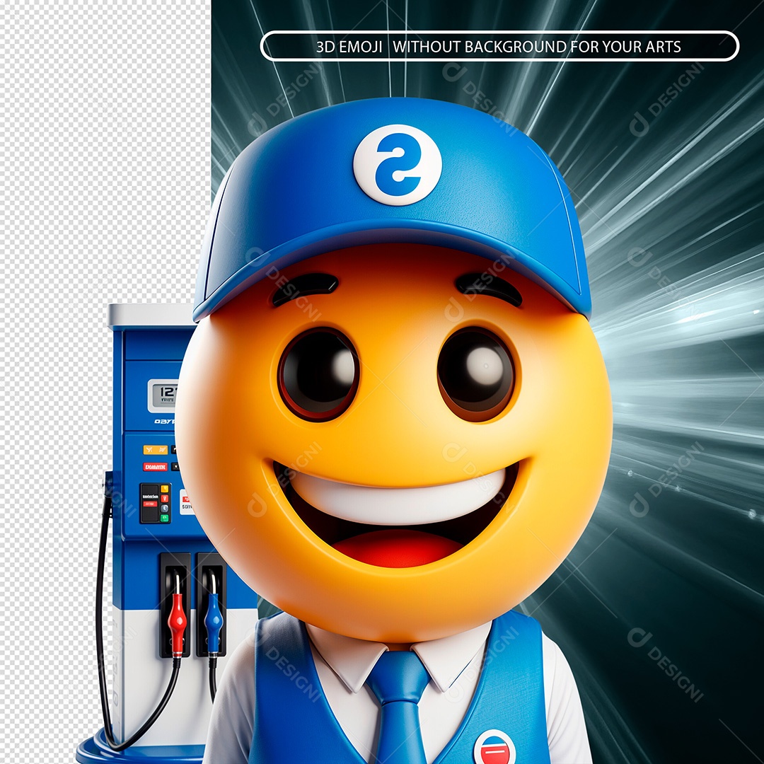 Elemento 3D Emoji Frentista Feliz Sorridente para Composição PSD