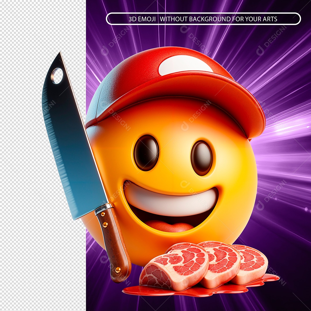 Emoji Açougueiro Sorridente Elemento 3D Composição PSD