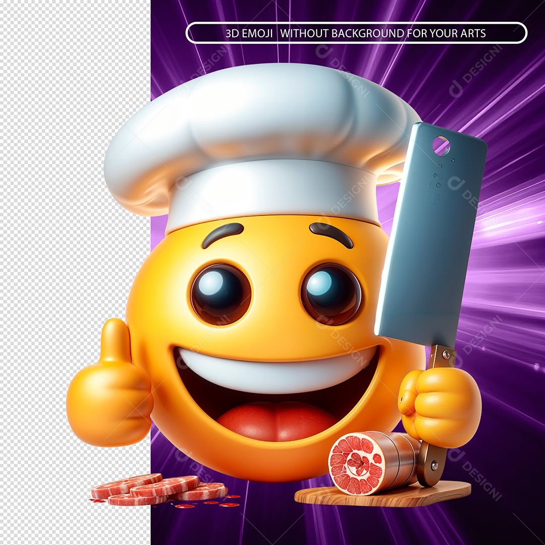Emoji Açougueiro Sorridente Elemento 3D Composição PSD