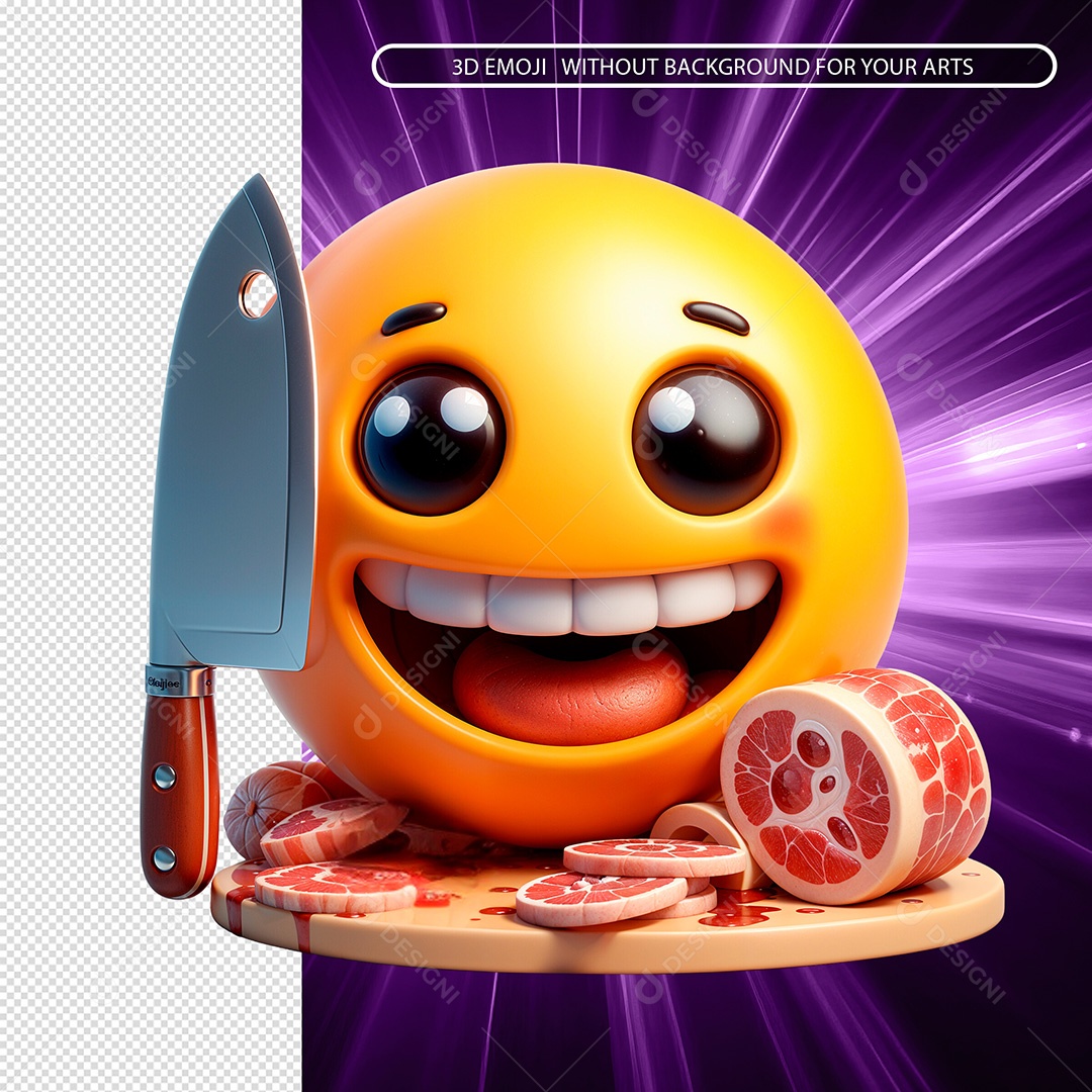 Emoji Açougueiro Sorridente Elemento 3D Composição PSD