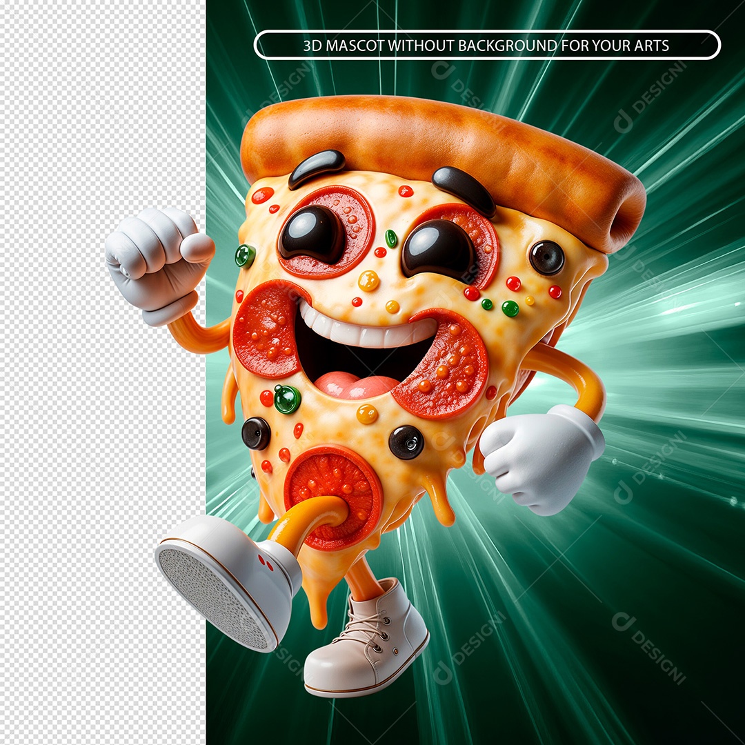 Fatia de Pizza Elemento 3D para Composição PSD