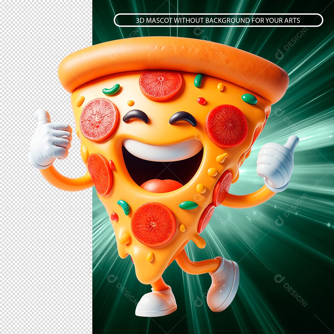 Fatia de Pizza Elemento 3D para Composição PSD