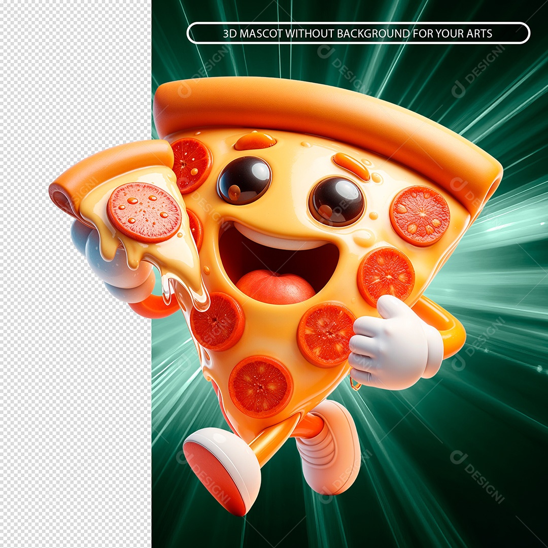 Fatia de Pizza Elemento 3D para Composição PSD