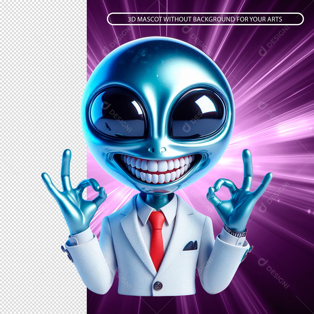 Emoji Alien Azul Para Composição PSD