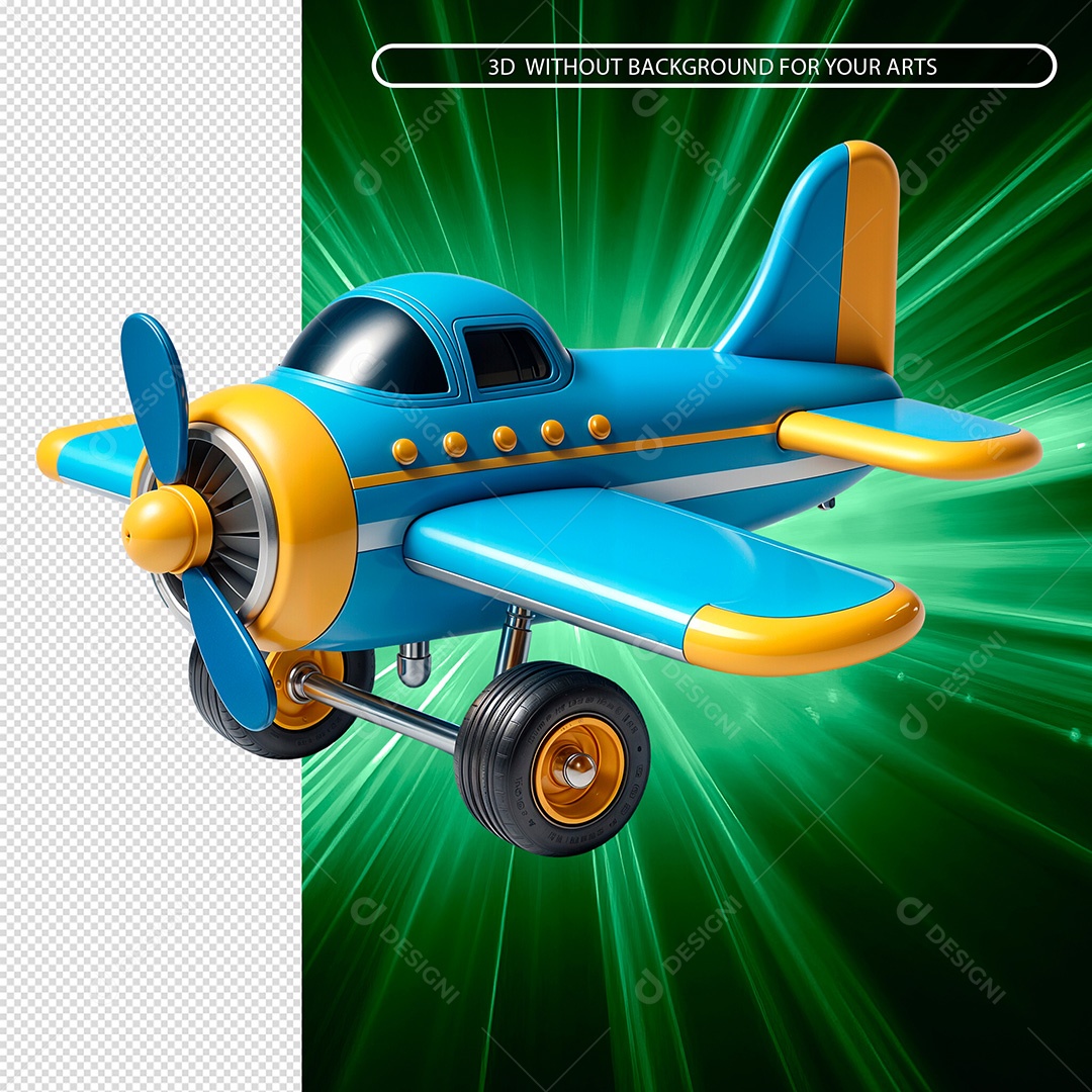 Avião de Brinquedo Elemento 3D Para Composição PSD