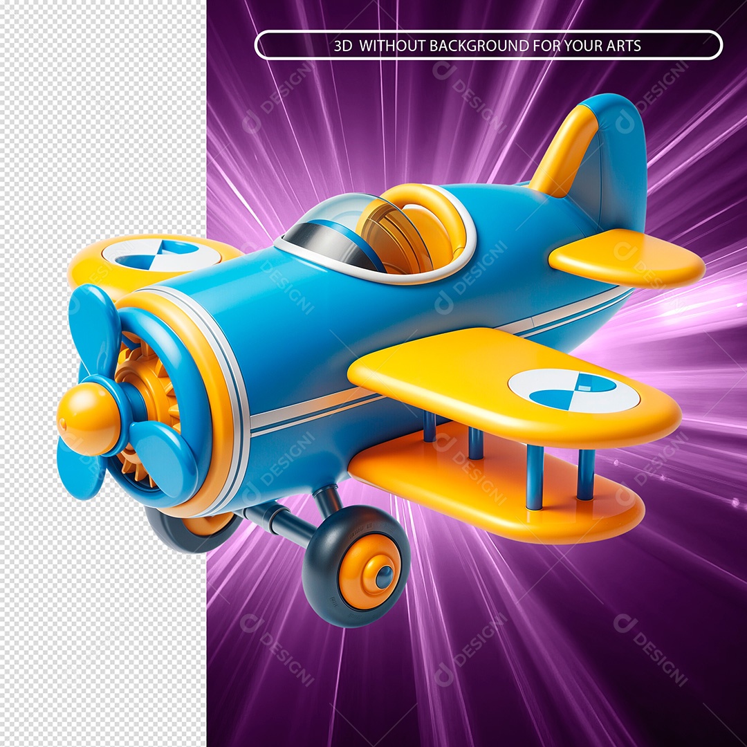 Avião de Brinquedo Elemento 3D Para Composição PSD