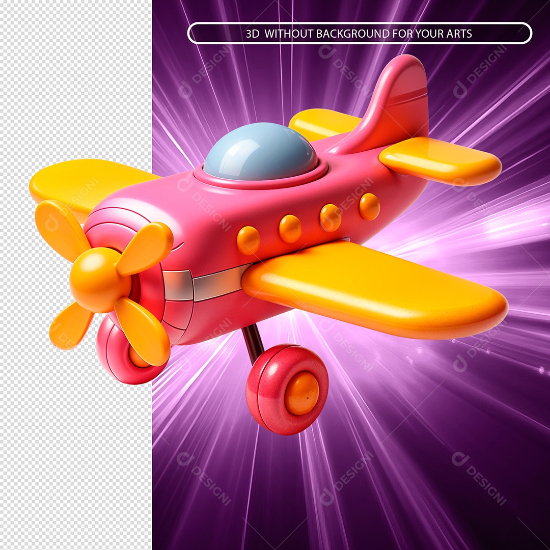 Avião de Brinquedo Elemento 3D Para Composição PSD