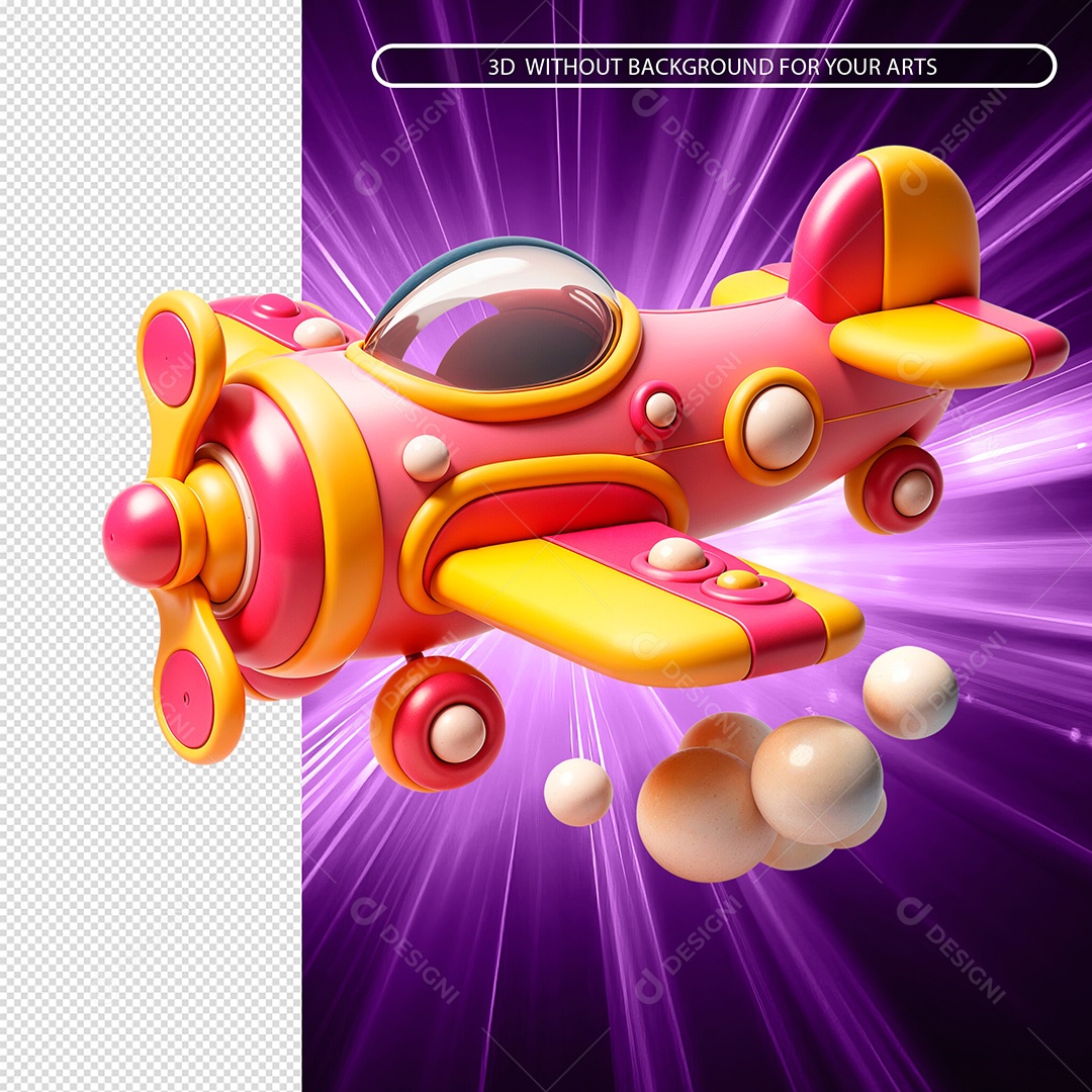 Avião de Brinquedo Elemento 3D Para Composição PSD