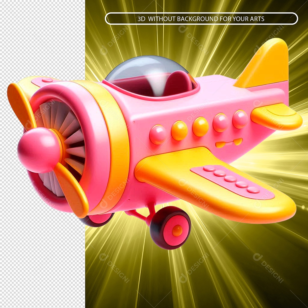 Avião de Brinquedo Elemento 3D Para Composição PSD