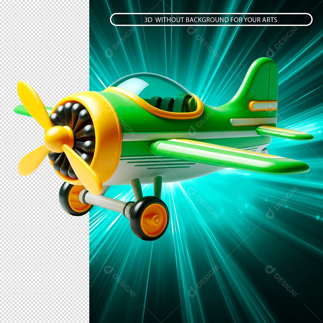 Avião de Brinquedo Elemento 3D Para Composição PSD