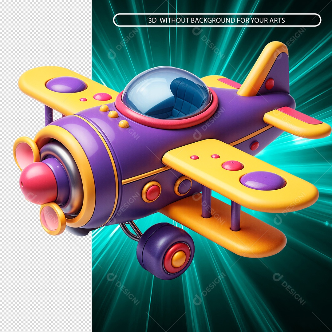 Avião de Brinquedo Elemento 3D Para Composição PSD