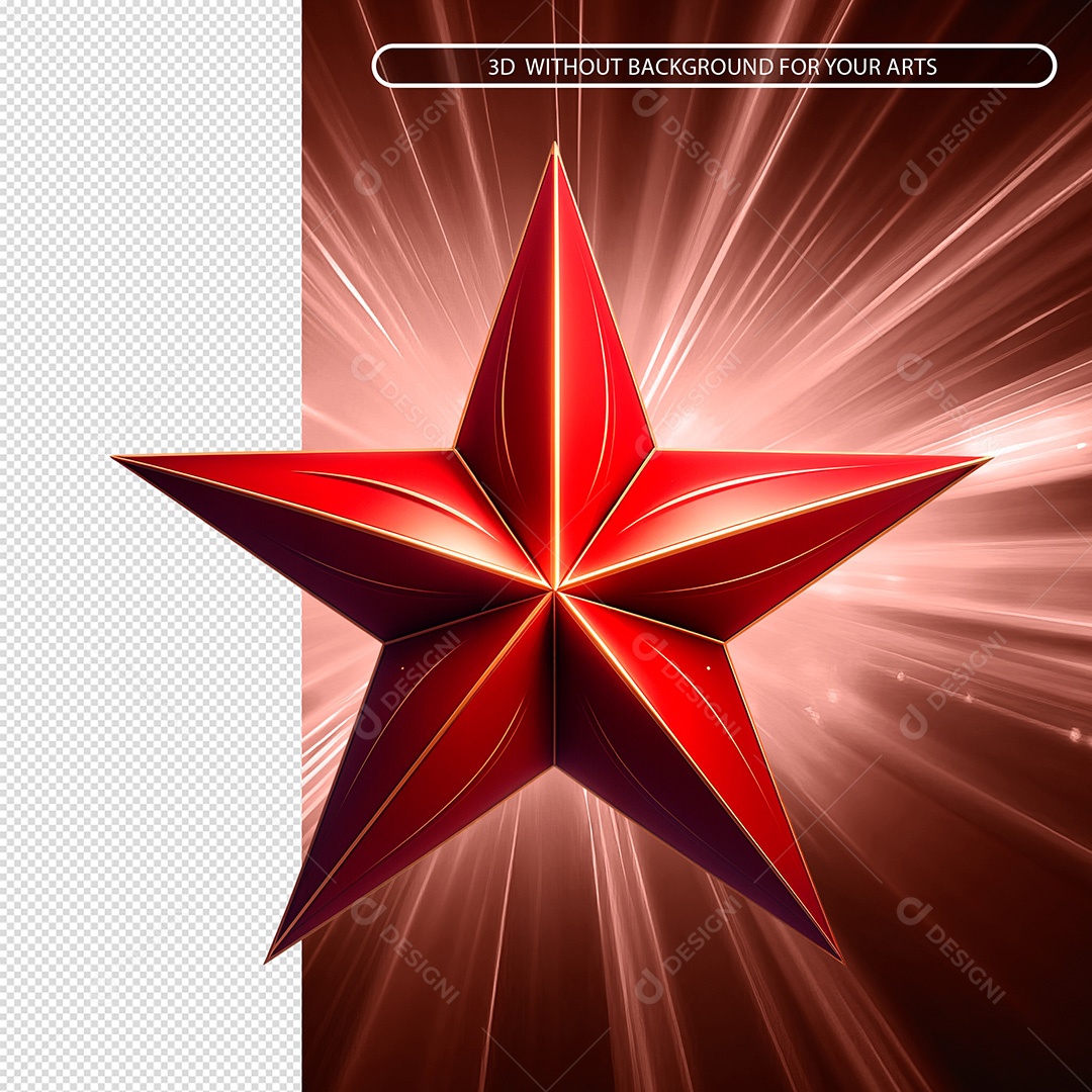 Estrela Enfeite De Natal Elemento 3D Para Composição PSD