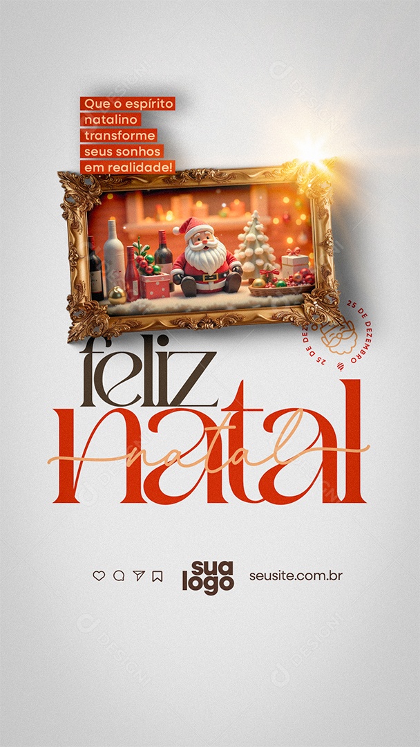 Story Feliz Natal 25 de Dezembro Social Media PSD Editável