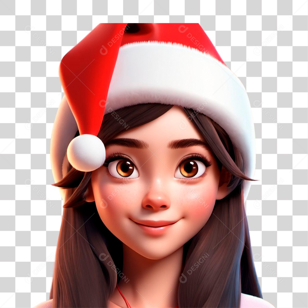 Personagem 3D Menina com Gorro PNG Transparente